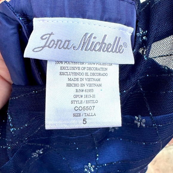 Jona Michelle, Sleeveless, Navy with Sparkle, Dress with Velvet Jacket, Size 5 - Picture 7 of 7
